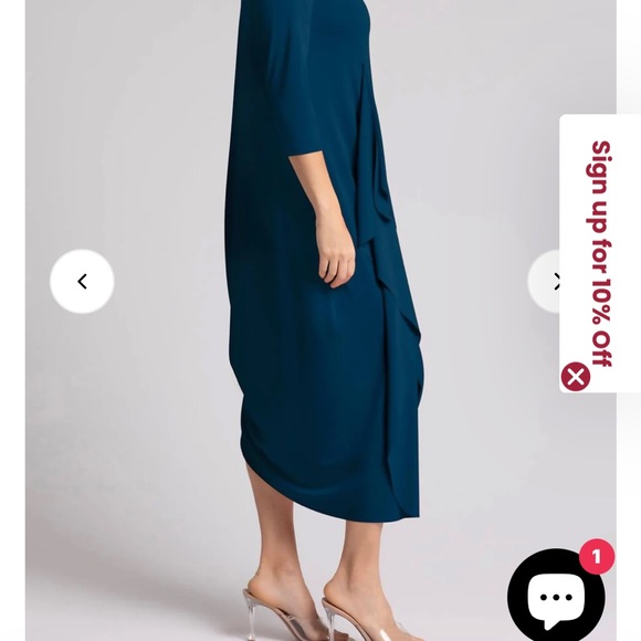 Sympli (Red) Asymmetrical 3/4 Sleeve Dress - Picture 2 of 14